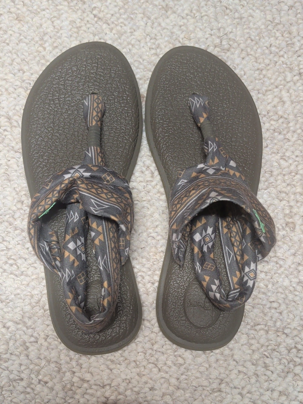 Sanuk Women's Yoga Sling 2 Print Vintage Sandal, San Juan Dark Olive Multi, 8 M